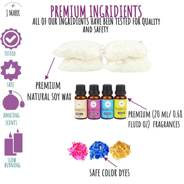DIY Candle Making Kit for Adults ‚ 66 Pcs All Inclusive with 4 Decorative Candle Tins, 10 Tealight Candle Tins, Soy Wax, Dye, Fragrance Oils, Cotton Wicks, Melting Pot, Wick Holder ‚Äìart & Crafts